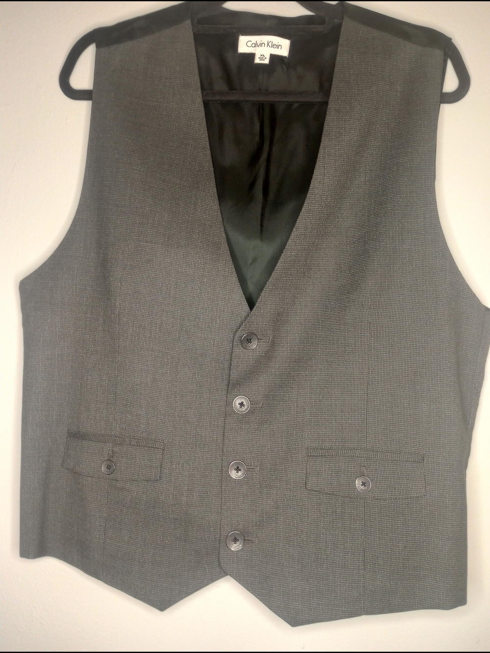 Calvin Klein Men's Charcoal Gray Dress Vest